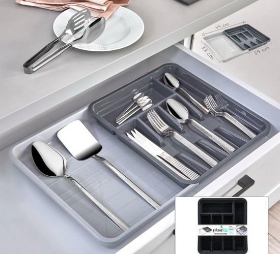 PLASTLİFE KP-168 KAYAR KAŞIKLIK AYARLANABİLİR ÇEKMECE İÇİ ( 29X49X33CM )*18=K