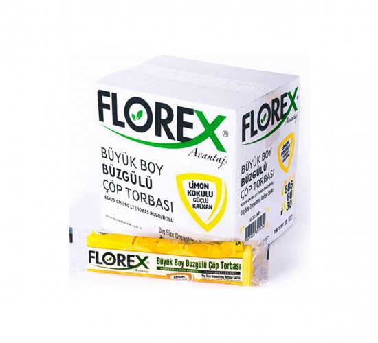 FLOREX-501 AVANTAJ ( LİMON KOKULU ) ( BÜZGÜLÜ ) ( BÜYÜK ) ( 10PCS ) 65X70CM ÇÖP TORBASI*25=K