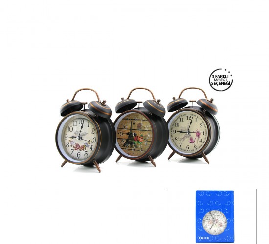TWIN BELL ALARM CLOCK BGC-45 YUVARLAK MASA ÇALAR SAAT ( METAL KASA ESKİTME & DESENLİ ) ( PİLLİ & IŞIKLI ) ( ÇAP: 10CM )*60