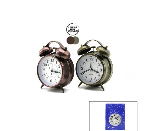 TWIN BELL ALARM CLOCK BGC-46 YUVARLAK MASA ÇALAR SAAT ( METAL KASA ESKİTME ) ( PİLLİ & IŞIKLI ) ( ÇAP: 10CM )*60