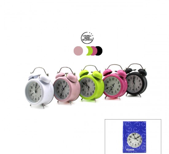 TWIN BELL BGC-9 YUVARLAK MASA ÇALAR SAAT ( METAL KASA RENKLİ ) ( PİLLİ & IŞIKLI ) ( ÇAP: 8CM )*100
