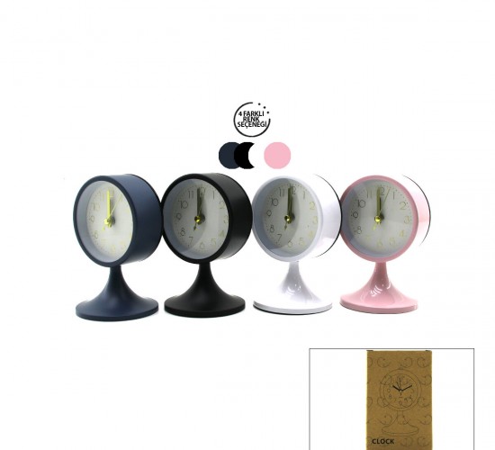 TWIN BELL ALARM CLOCK BGC-5 YUVARLAK MASA ÇALAR SAAT ( METAL KASA RENKLİ ) ( PİLLİ & AYAKLI ) ( ÇAP: 8.5CM )*80