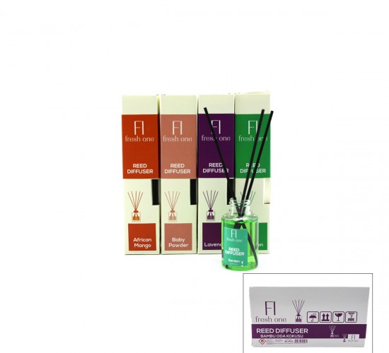 FRESH ONE ( 60ML ) ( 3-ÇUBUKLU ) BAMBU ORTAM KOKUSU (PLASTİK ŞİŞE) ( GARDEN & LAVANDER & BABY POWDER & AFRİCAN MANGO)*48=K
