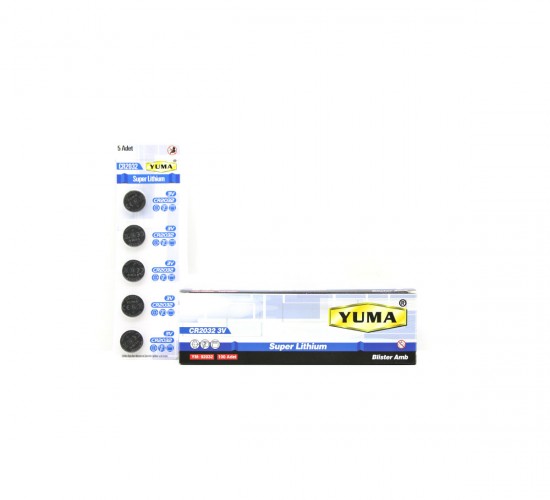 YUMA YM-92032 CR-2032 ( PARA PİL ) ( LİTYUM ) ( 3V ) ( 5Lİ KART )*400