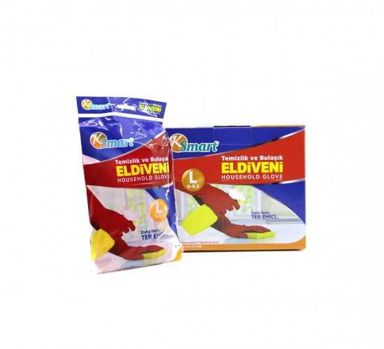 KSMART K-1292 ( L ) ( NO-9-9.5 ) ( PLASTİK ) TEMİZLİK & BULAŞIK ELDİVENİ ( DOĞAL PAMUK ASTARLI ) ( YÜKSEK DİRENÇLİ )*30X10
