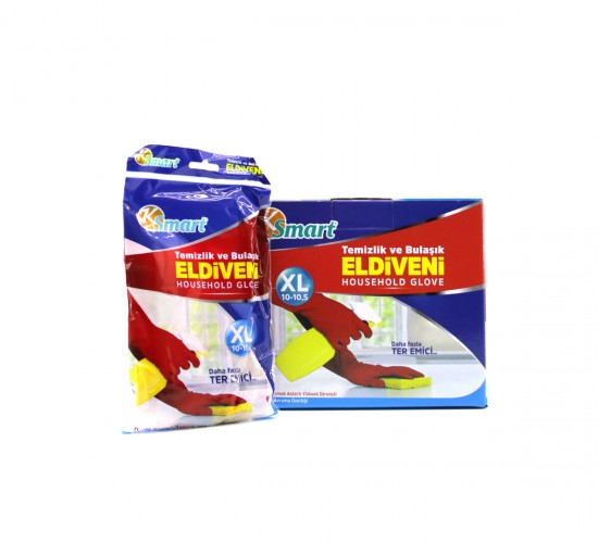 KSMART K-1308 ( XL ) ( NO-10-10.5 ) ( PLASTİK ) TEMİZLİK & BULAŞIK ELDİVENİ ( DOĞAL PAMUK ASTARLI ) ( YÜKSEK DİRENÇLİ )*30X10