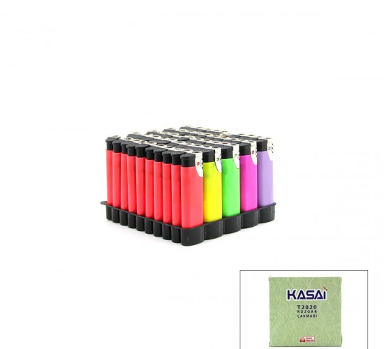 KASAİ T-2020 ( JET ) ( RÜZGAR ) CEP ÇAKMAK ( DOLDUR KULLAN TİPİ ) ( RENKLİ PLASTİK )*50X20