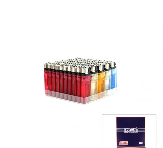 KASAİ ( MAXİ ) ( TAŞLI ) CEP ÇAKMAK ( DOLDUR-KULLAN TİPİ ) ( ŞEFFAF PLASTİK )*50X20