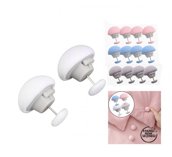 İBİCO İ20-017 ( 4PCS ) ( KUMAŞ KAPLAMA & MİX RENK ) MANTAR İĞNE UÇLU YORGAN KLİPS & NEVRESİM TUTUCU SABİTLEYİCİ*50X20