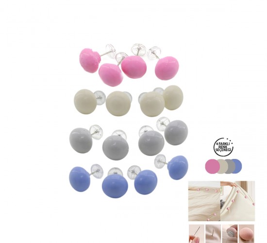 İBİCO İ20-018 ( 4PCS ) ( PLASTİK & MİX RENK ) MANTAR İĞNE UÇLU YORGAN KLİPS & NEVRESİM TUTUCU SABİTLEYİCİ*50X20