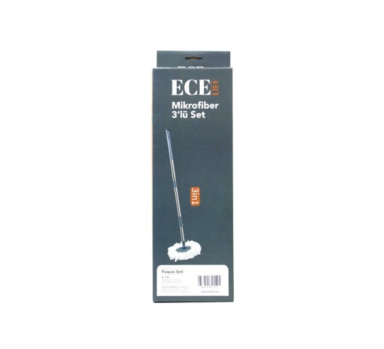 ECE LIFE EC-109 ( 3İN1 ) ( KUTULU ) MİKROFİBER ( OTOMATİK MOP ) YEDEK SETİ  ( 360° DÖNER METAL SAP=100CM + M.FİBER PAMUK MOP=125GR )*12=K