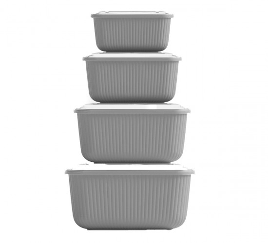 DÜNYA-30950-999 ( DİKDÖRTGEN ) ( 3PCS= 600-1100-1800-3000ML ) SIZDIRMAZ SAKLAMA KABI & KUTUSU SET (RENKLİ & ŞEFFAF PLS.KAP)*12=K