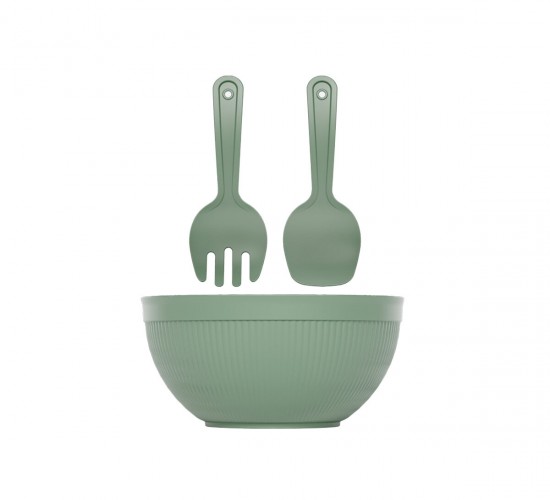 DÜNYA-10730-999 ( 3PCS ) DERİN SALATA SETİ PLASTİK ( 4000ML KASE & ÇATAL & KAŞIK )*12=K