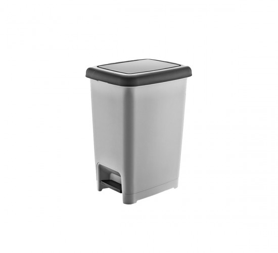 DÜNYA-01041-400&410 SLİM ( SİYAH & SEDEFLİ GRİ ) ( 10LT ) ( PEDALLI ) ÇÖP KOVASI ( 200X265X345MM )*18=K