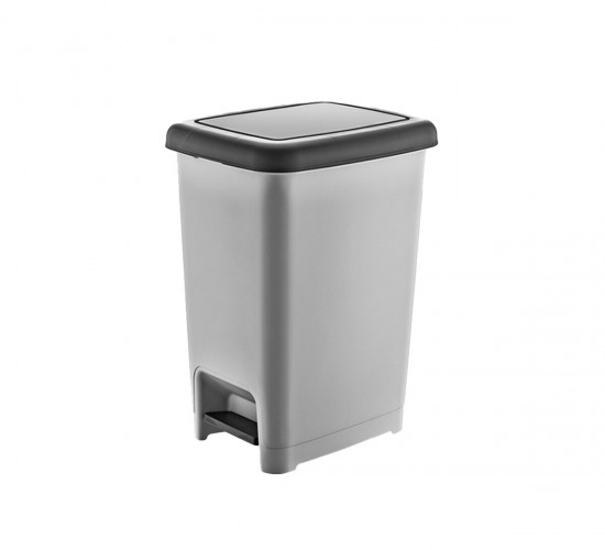 DÜNYA-01042-400&410 SLİM ( SİYAH & SEDEFLİ GRİ ) ( 15LT ) ( PEDALLI ) ÇÖP KOVASI ( 225X305X393MM )*14=K