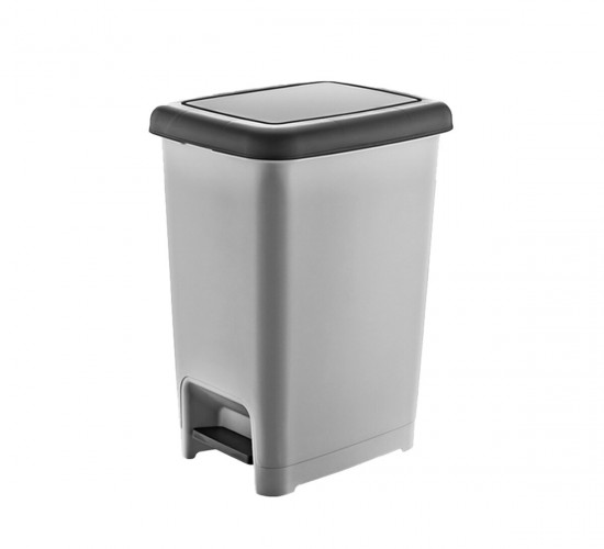 DÜNYA-01043-400&410 SLİM ( SİYAH & SEDEFLİ GRİ ) ( 25LT ) ( PEDALLI ) ÇÖP KOVASI ( 270X362X468MM )*8=K