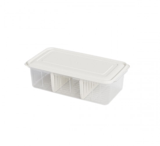 DÜNYA DP-07417-102 ( ŞEFFAF ) ŞEFFAF PLASTİK BUZDOLABI ORGANİZERİ KAPAKLI 6LT ( 3 BÖLMELİ ) ( 373X193X110MM )*24=K