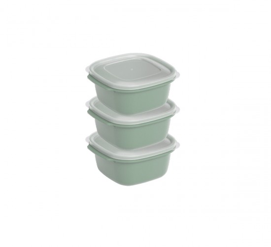 DÜNYA DP-31271-999 ( KARE ) ( 3PCS = 550ML ) EASY KEEP SAKLAMA KABI ( RENKLİ PLASTİK & ŞEFFAF KAPAK )*12=K