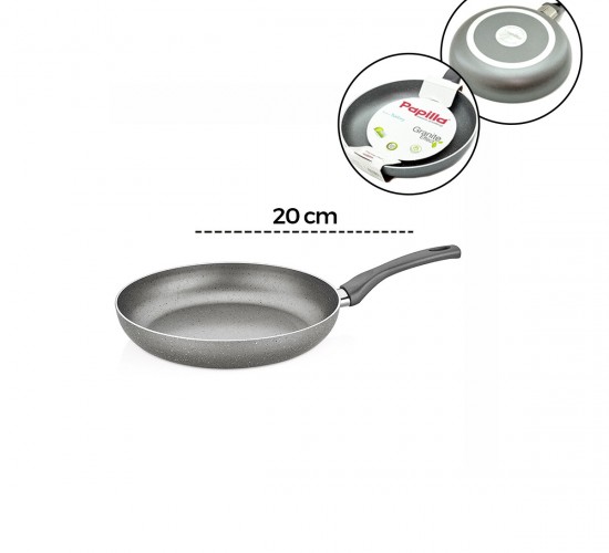 PAPİLLA FRED ( FRYİNG PAN ) ( 20 CM ) ( MAXİ ) ( GRANİT TAVA ) ( GRİ KIRÇILLI ) ( TEK SAPLI ) ( BRKT-706134 )*6=K