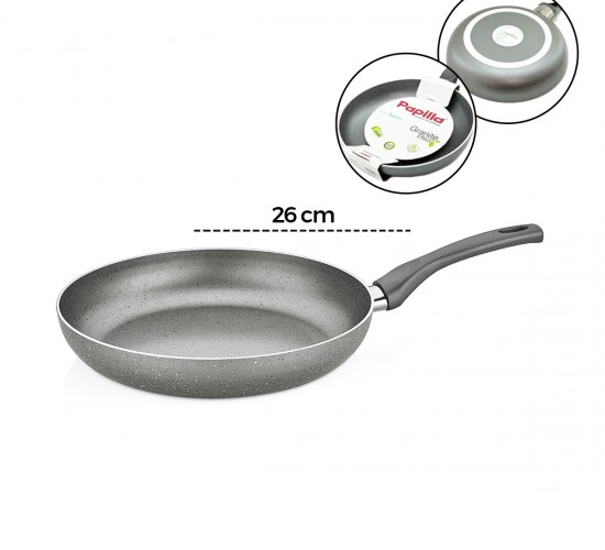 PAPİLLA FRED ( FRYİNG PAN ) ( 26 CM ) ( MAXİ ) ( GRANİT TAVA ) ( GRİ KIRÇILLI ) ( TEK SAPLI ) ( BRKT-705700 )*6=K