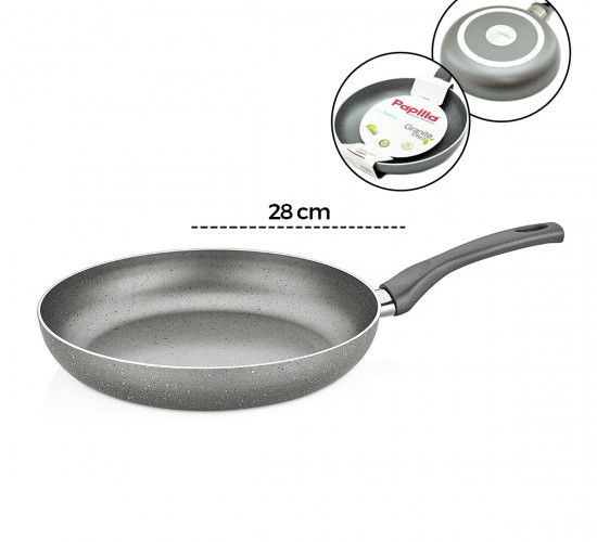 PAPİLLA FRED ( FRYİNG PAN ) ( 28 CM ) ( MAXİ ) ( GRANİT TAVA ) ( GRİ KIRÇILLI ) ( TEK SAPLI ) ( BRKT-705717 )I*6=K