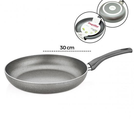 PAPİLLA FRED ( FRYİNG PAN ) ( 30 CM ) ( MAXİ ) ( GRANİT TAVA ) ( GRİ KIRÇILLI ) ( TEK SAPLI ) ( BRKT-706141 )*6=K