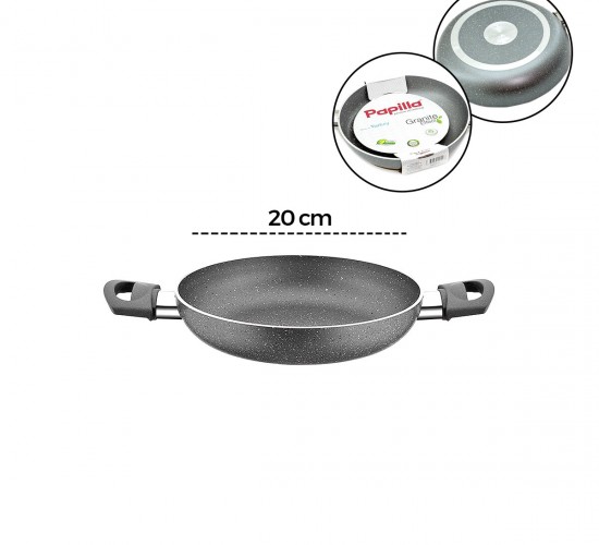 PAPİLLA FRED ( EGG PAN ) ( 20 CM ) ( SAHAN ) ( GRANİT TAVA ) ( GRİ KIRÇILLI ) ( ÇİFT SAPLI ) ( BRKT-705724 )*12=K