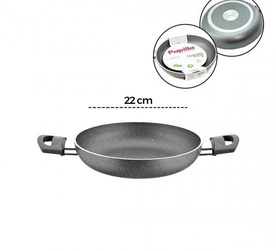 PAPİLLA FRED ( EGG PAN ) ( 22 CM ) ( SAHAN ) ( GRANİT TAVA ) ( GRİ KIRÇILLI ) ( ÇİFT SAPLI ) ( BRKT-712289 )*12=K