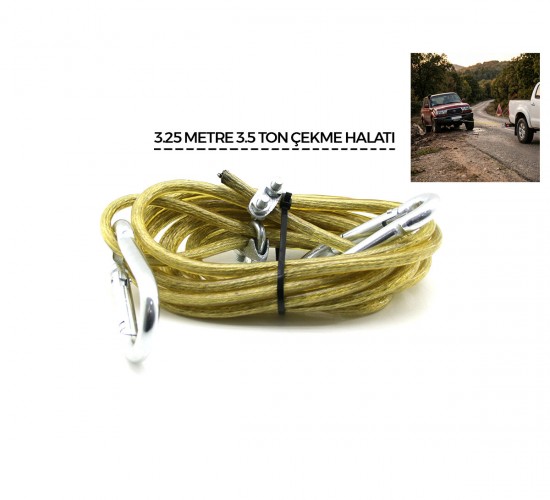 KRT-1110 ( ÇELİK & PVC KAPLAMALI ) ( 3.5 TON ) ( 3.25MT ) OTO ÇEKME HALATI*30