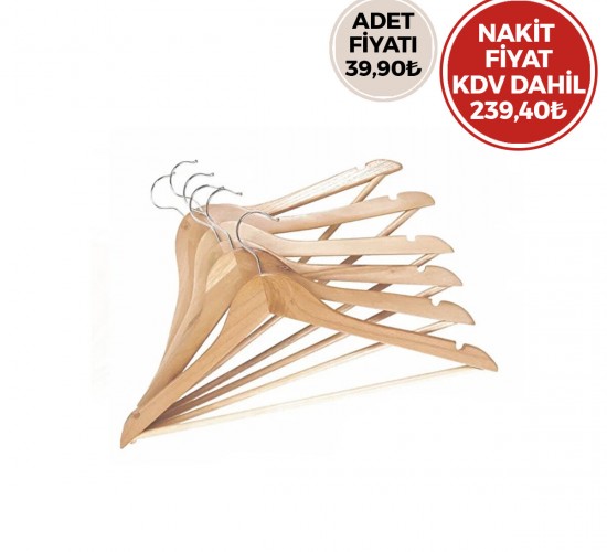 ASKICIM ( 6PCS ) ( LÜKS AHŞAP ) ELBİSE ASKISI ( VERNİKLİ )*20=K