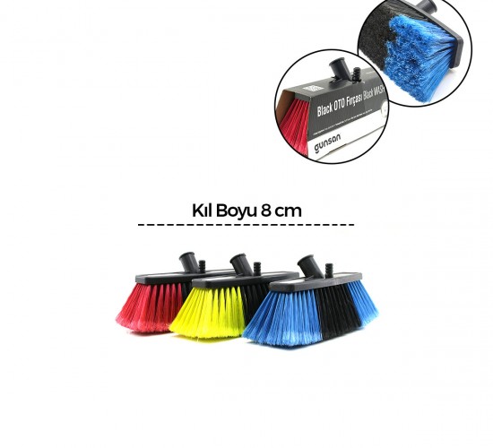 GÜNSAN ( -013 119 ) ( 8CM=KIL BOYU ) ( 8 SIRA ) ( STANDART ) BLACK OTO YIKAMA FIRÇASI (YUMUŞAK DOKU) (OTO & CAM & ISLAK ZEMİN) ( KARTON SARGILI KUTULU )*12=K
