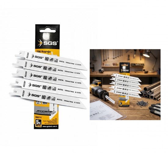 SGS-2712 ( 5PCS ) TİLKİ KUYRUĞU & TESTERE BIÇAĞI METAL ( 150MM/1.4MM )*100
