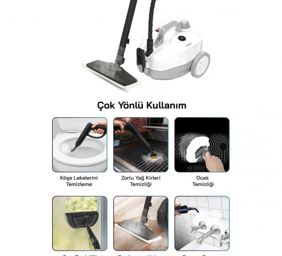 SİNBO SSC-6428 (5 BAR & 15 BAŞLIKLI) ( 2000W & 2000ML KAPASİTE ) PROFESYONEL BUHARLI TEMİZLEYİCİ*1