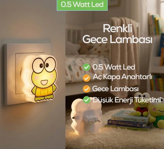 SOFTLED-7033 ( KURBAĞA ) GECE LAMBASI RENKLİ ( 0.5W & 3 LED )*10X24