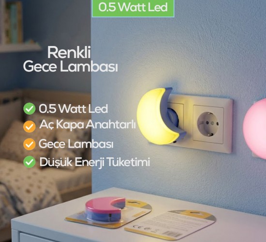 SOFTLED-6975 ( AY ) GECE LAMBASI RENKLİ ( 0.5W & 3 LED )*10X24