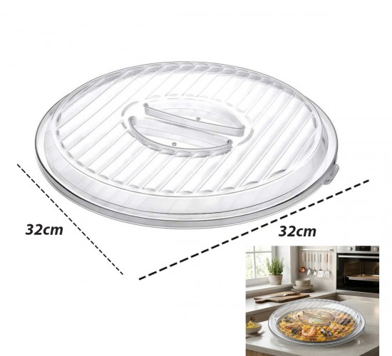 TİMEX TİM-139 ( YUVARLAK ) BORCAM KAPAK ( PLASTİK=BEYAZ-ŞEFFAF ) ( 32CM ) ( SICAK HAVA TAHLİYE DELİKLİ )*36=K