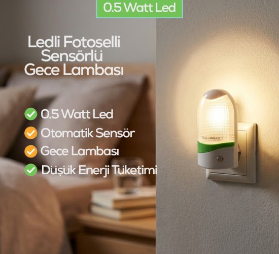 SOFTLED-6852 ( OVAL ) FOTOSEL GECE LAMBASI ( 0.5W & 4LED )*10X24
