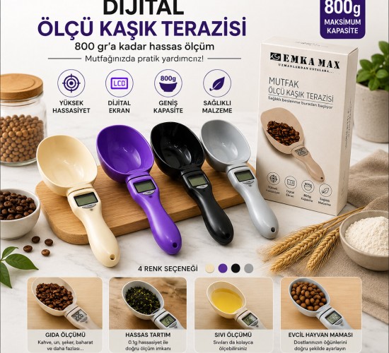 EMKA MAX 5634-120 ( 800GR & TARTIM KİLİT) MUTFAK ÖLÇÜ KAŞIK TERAZİSİ*12X10