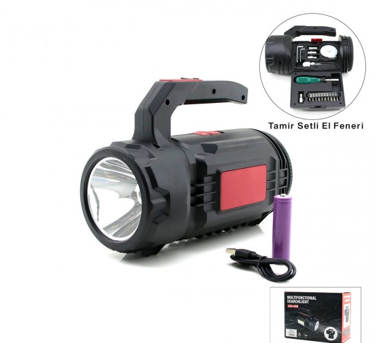 HASUBA HS-310 ( 2İN1 ) ( 19PCS = TAMİR & HIRDAVAT SETİ ) EL FENER & PROJEKTÖR ( LED + COB )( USB & TYPE-C & PİL ŞARJLI ) *20
