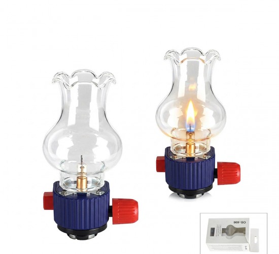 HASUBA HS-346 909-SO OS-606 DEKORATİF GAZ LAMBASI ( GAZ KARTUŞ UYUMLU ) TAŞINABİLİR & CAM HAZNELİ ISIYA DAYANIKLI*100