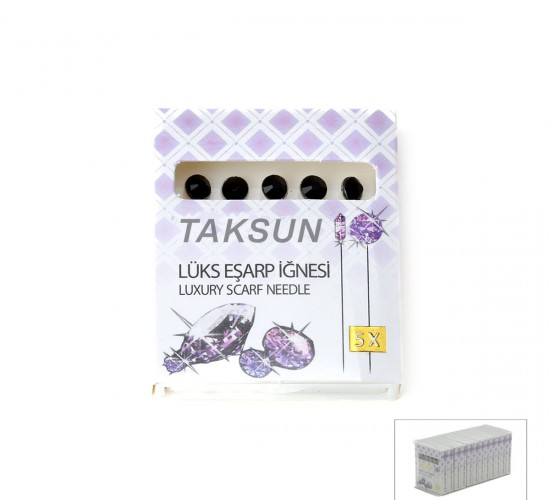 TAKSUN ( 5PCS ) ( BEYAZ ) ( LUX ) BAŞÖRTÜ & EŞARP İĞNESİ*12X100