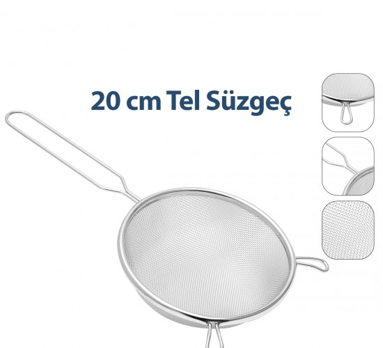 ENFA ENF-1294 ( 20CM ) TEL SÜZGEÇ METAL SAPLI KULAKLI*200