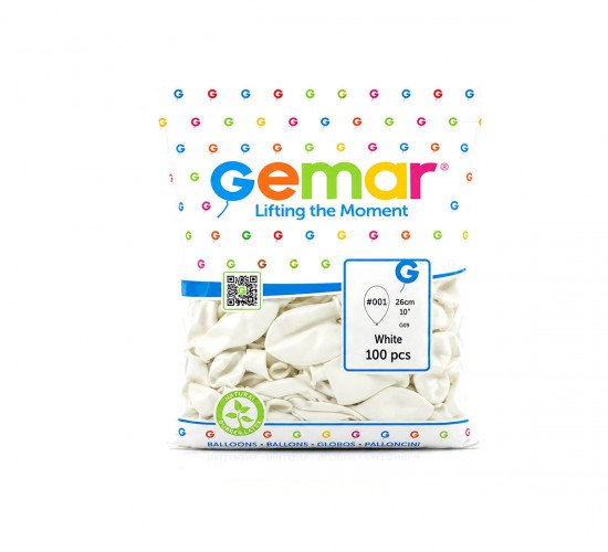 GEMAR GM-90-01 ( İÇ MEKAN & BEYAZ ) BALON ( 10'' & 26CM & 100PCS )*1X100