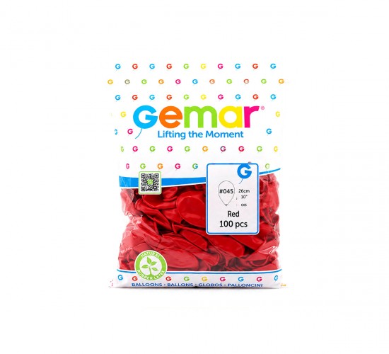 GEMAR GM-90-45 ( İÇ MEKAN & KIRMIZI ) BALON ( 10'' & 26CM & 100PCS )*1X100