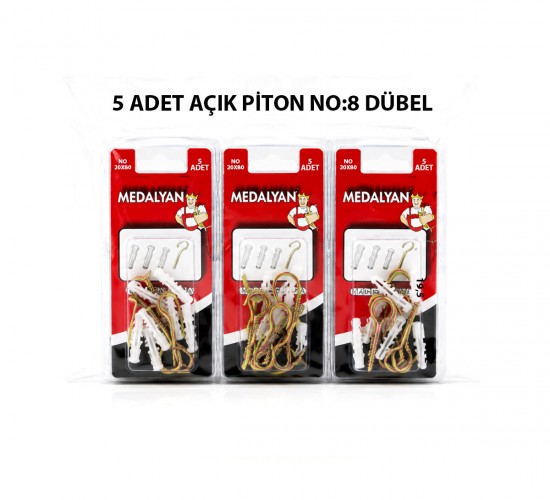 MEDALYAN DL-27 ( 20X80 ) ( 5PCS ) AÇIK PİTON DÜBELLİ*12X12
