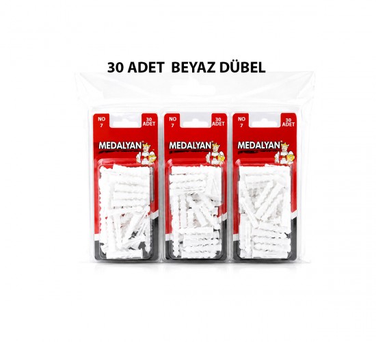 MEDALYAN DL-37 ( NO-7 ) ( 30PCS ) DÜBEL BEYAZ & PLASTİK*12X9