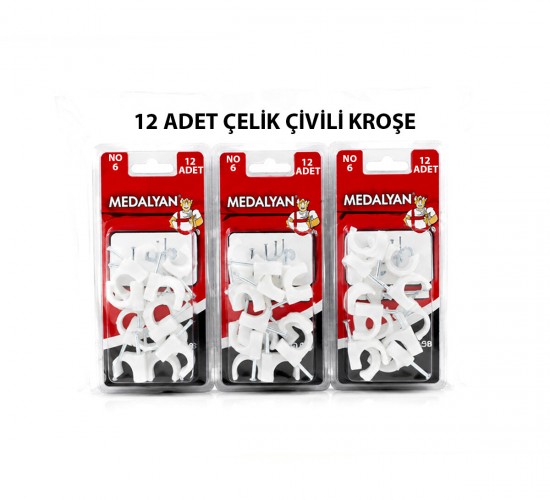 MEDALYAN DL-38 ( NO-6 ) ( 12PCS ) ÇELİK ÇİVİLİ KROŞE *12X9