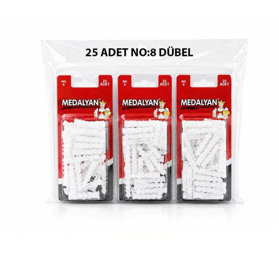 MEDALYAN DL-47 ( NO-8 ) ( 25PCS ) DÜBEL BEYAZ & PLASTİK*12X9