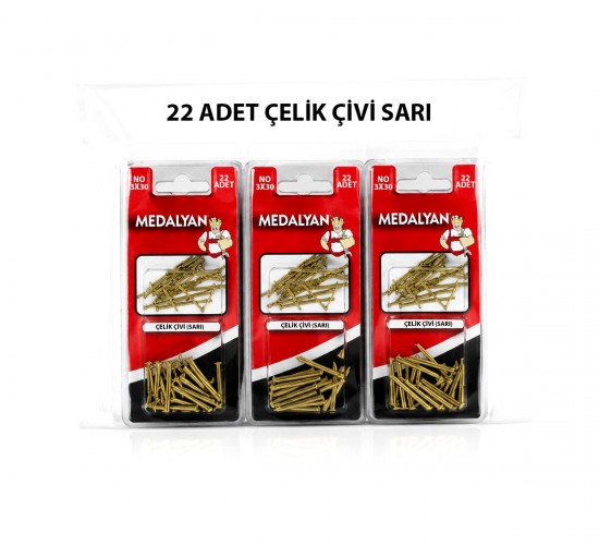 MEDALYAN DL-71 ( 3X30 ) ( SARI ) ( 22PCS ) ÇELİK ÇİVİ*12X1