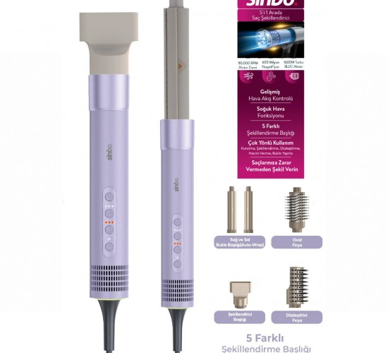 SİNBO SHD-1760 SAÇ ŞEKİLLENDİRME CİHAZI ( 110.000RPM ) ( 5 BAŞLIK & 3 HIZ & SICAKLIK AYAR )*4